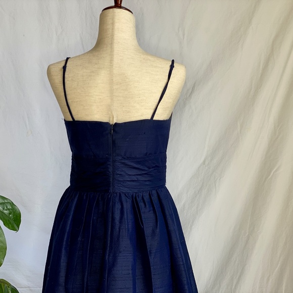 ELIZA J 100% Silk Shantung Dress in Navy Blue - Picture 3 of 7